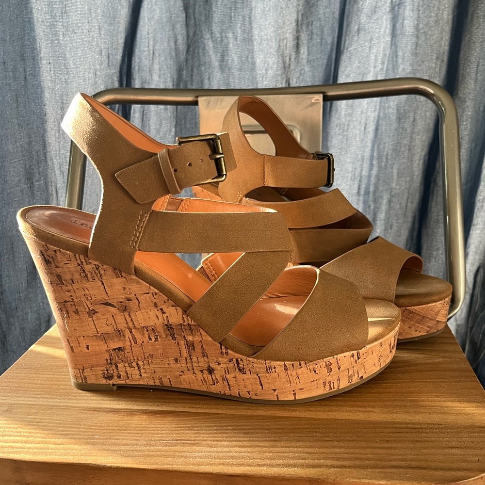 Francesca’s Faux-Leather and Cork Wedge Sandal